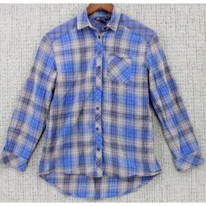 AX Armani Exchange Shirt Mens XS Blue Plaid Casual Button Down Collared Cotton